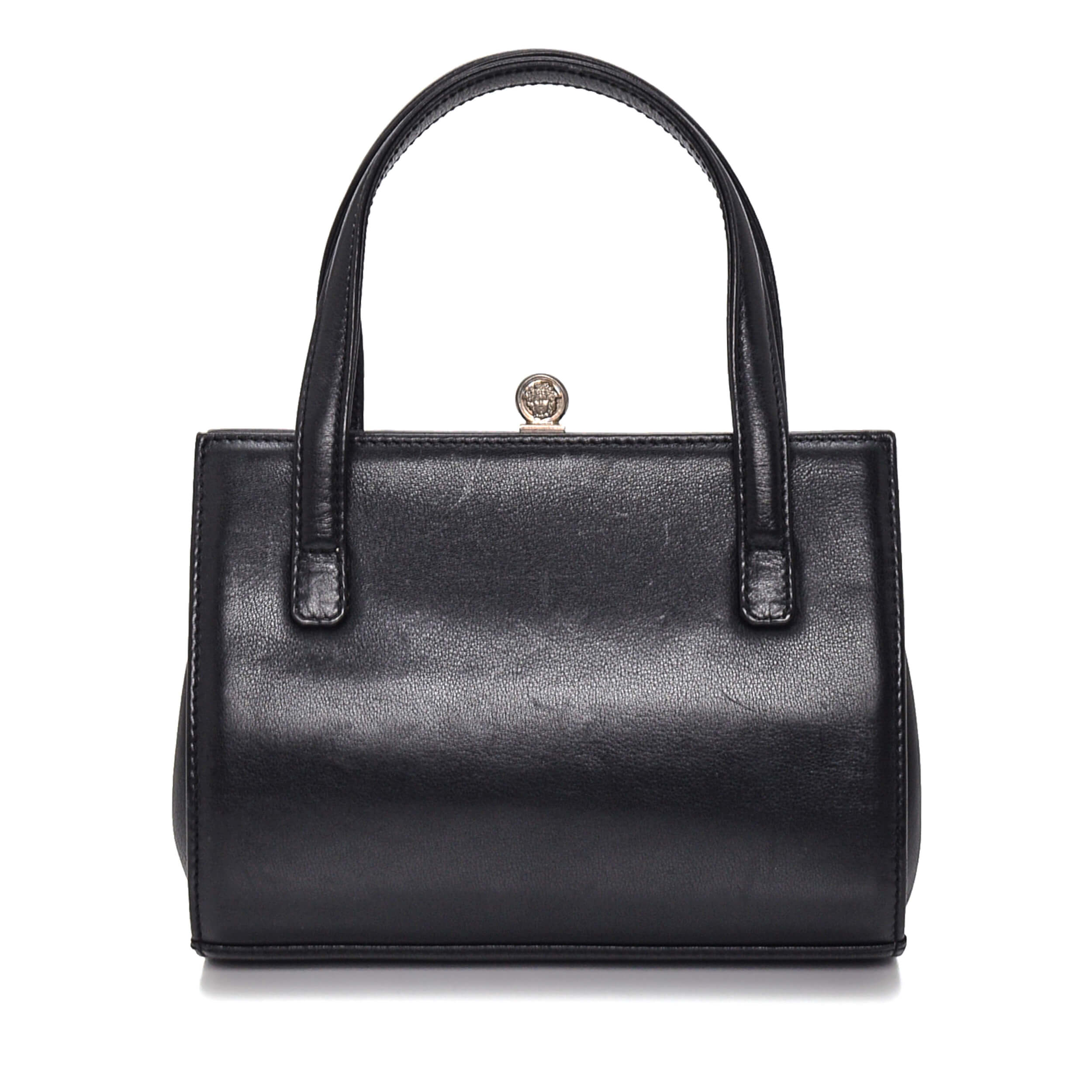 Versace - Black Leather Mini Top Handle Bag